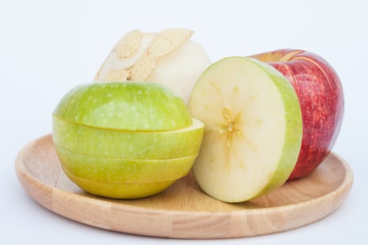 Three different kind of apples on white background, stock photo