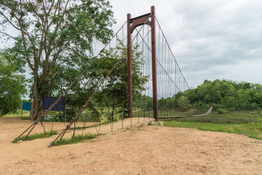 Beautiful of rope bridge in Kaeng Krachan National Park, Phetchaburi, Thailand.