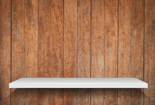 Empty shelf on old wooden background, stock photo