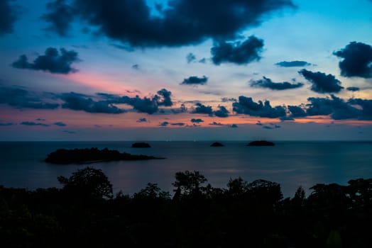 beautiful seascape and twilight sky, colorful cloudscape background, landscape.