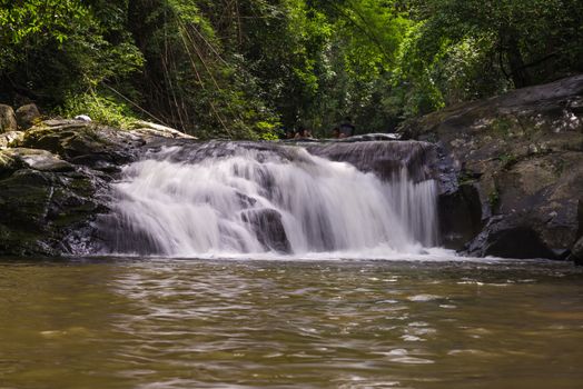 Waterfall beautiful  in kanchanaburi province asia southeast asia Thailand.