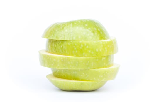 Sliced green apple on white background, stock photo