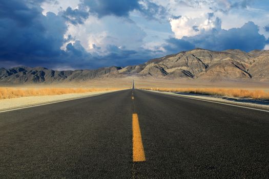 Great American road, crossing a huge Death Valley in Nevada