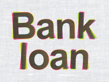 Banking concept: CMYK Bank Loan on linen fabric texture background