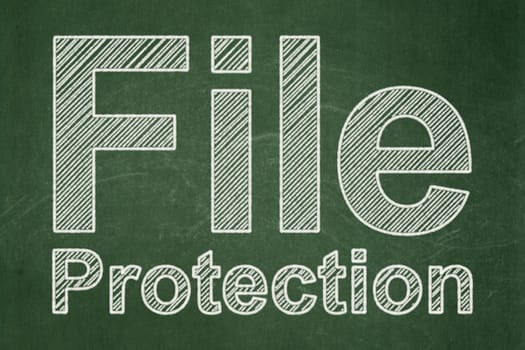 Privacy concept: text File Protection on Green chalkboard background