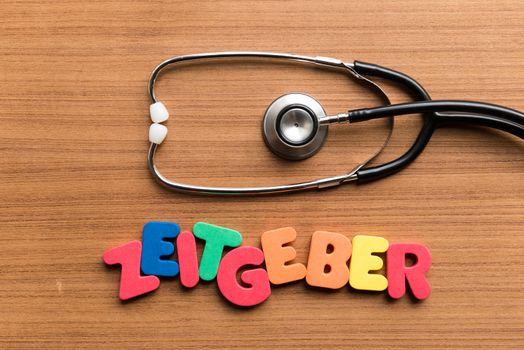 zeitgeber colorful word with stethoscope on wooden background