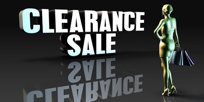 Clearance Sale as a Concept with Lady Holding Shopping Bags