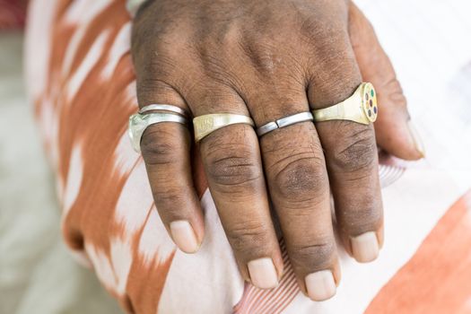 Kushtia, Bangladesh - May 19, 2016: colorful stones and ring at kushtia, bangladesh