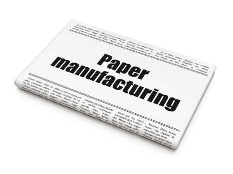 Industry concept: newspaper headline Paper Manufacturing on White background, 3D rendering