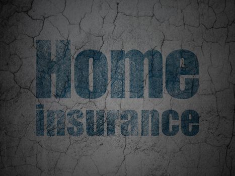Insurance concept: Blue Home Insurance on grunge textured concrete wall background