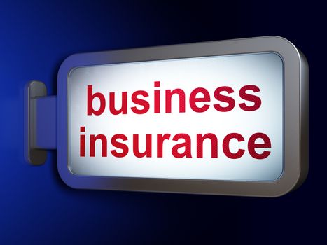 Insurance concept: Business Insurance on advertising billboard background, 3D rendering
