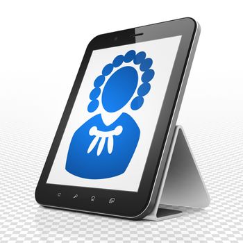 Law concept: Tablet Computer with blue Judge icon on display, 3D rendering