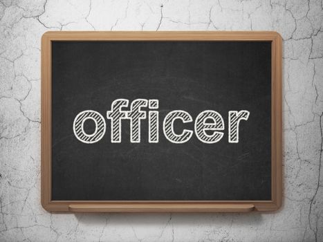 Law concept: text Officer on Black chalkboard on grunge wall background, 3D rendering