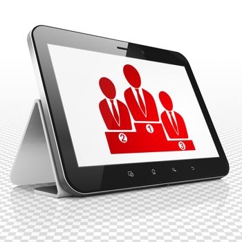 Law concept: Tablet Computer with red Business Team icon on display, 3D rendering