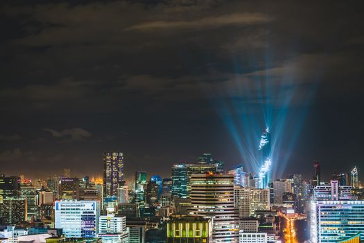 Bangkok, Thailand - Aug 29, 2016: "Mahanakhon Night of Light", Grand opening spectacular lightshow event of Mahanakhon or Mahanakorn tower, the tallest building to date in Thailand