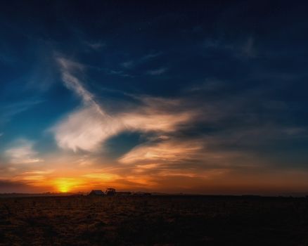 Sunset at the Farm, Northern California, USA, Color Image