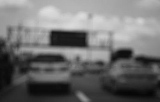 Defocus or blur background with traffic urban road. Inside view.