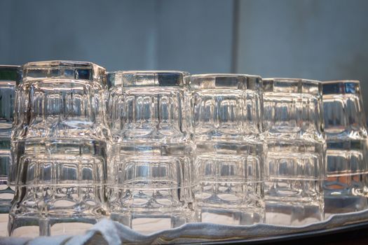 Empty glasses in coffee shop, stock photo