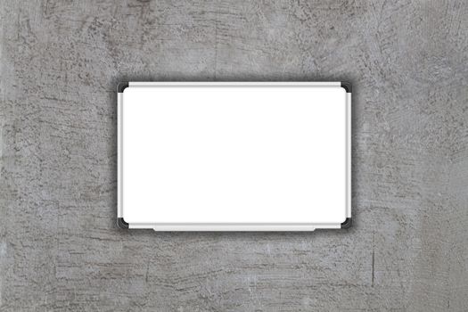 Blank white baord on gray concrete texture background, stock photo