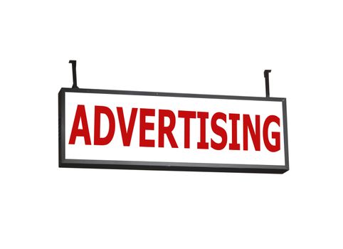 Advertising signboard on white background, stock photo