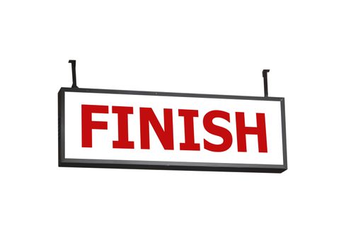 Finish signboard on white background, stock photo