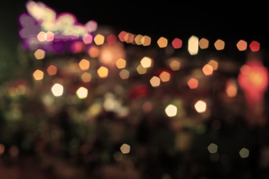 Abstract bokeh night lights with vintage filter, stock photo