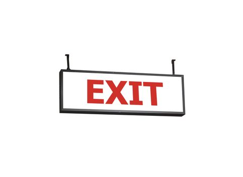 Exit signboard on white background, stock photo