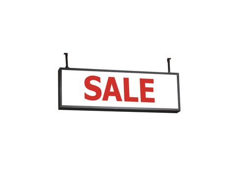 Sale signboard on white background, stock photo