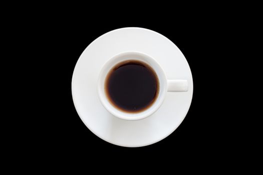 Top view of cup of fresh espresso on black background, stock photo