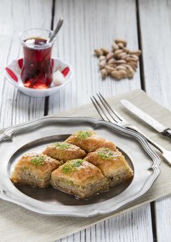 turkish ramadan dessert baklava with concept background