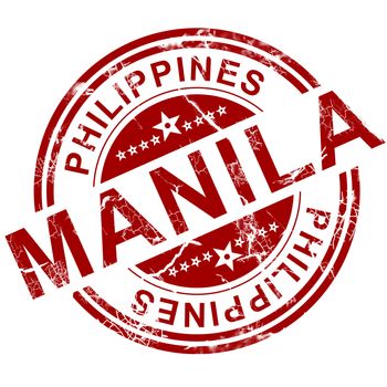 Red Manila stamp with white background, 3D rendering