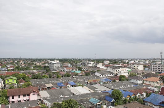 suburb in Thailand from top view.