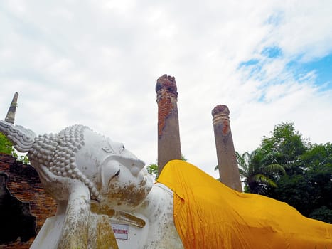 Buddha statues in Ayutthaya, Thailand. Old temple religious Places.