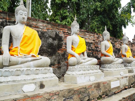 Buddha statues in Ayutthaya, Thailand. Old temple religious Places.