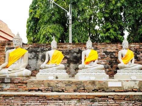 Buddha statues in Ayutthaya, Thailand. Old temple religious Places.