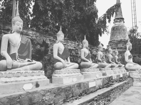 Buddha statues in Ayutthaya, Thailand. Old temple religious Places.