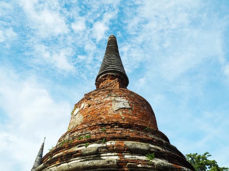 Ancient pagoda with nature background in Thailand.