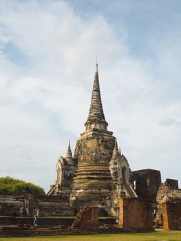 Ancient pagoda with nature background in Thailand.