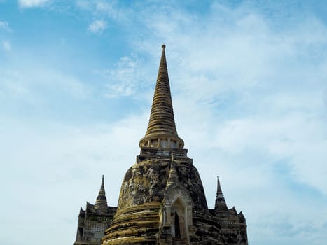 Ancient pagoda with nature background in Thailand.