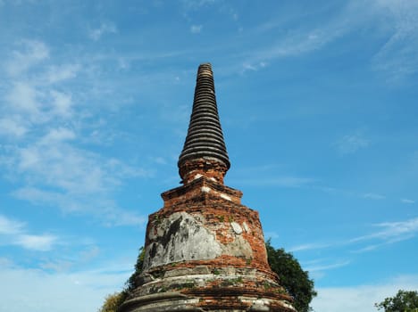 Ancient pagoda with nature background in Thailand.