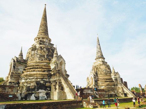 Ancient pagoda with nature background in Thailand.