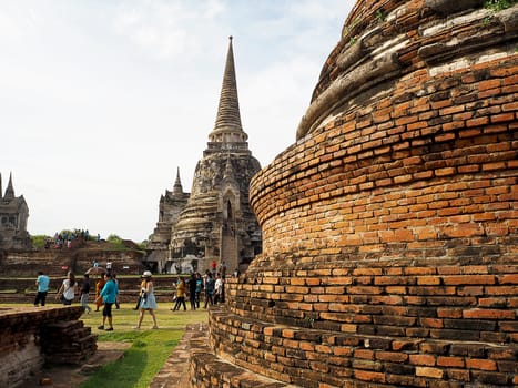 Ancient pagoda with nature background in Thailand.