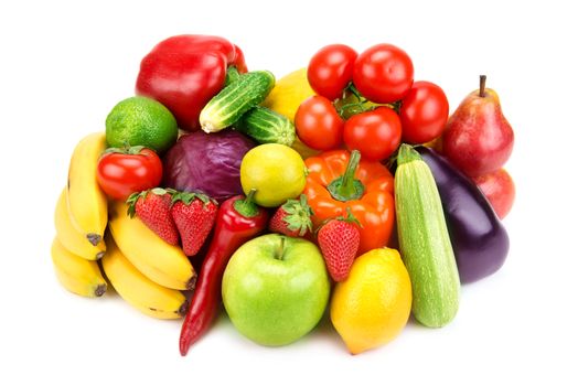 set of fruits and vegetables isolated on white background