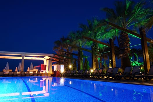 Luxury hotel resort swimming pool in Antalya, Turkey