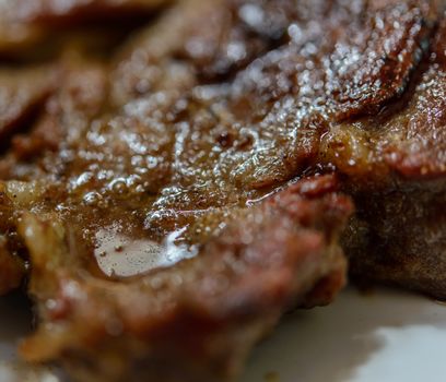 Beef steak on plate.Soft focus.