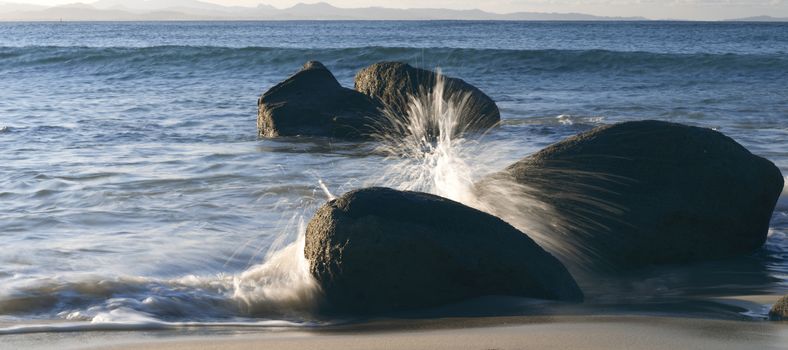 Wategos beach in Byron Bay, New South Wales in the late afternoon