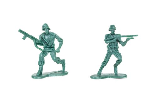 miniature  soldiers toy  on white background