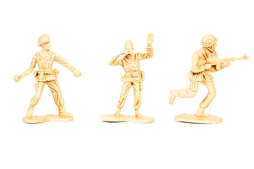 miniature  soldiers toy  on white background