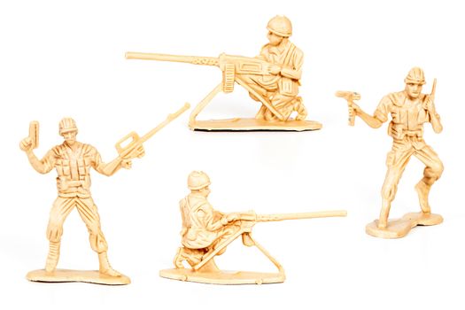 miniature  soldiers toy  on white background