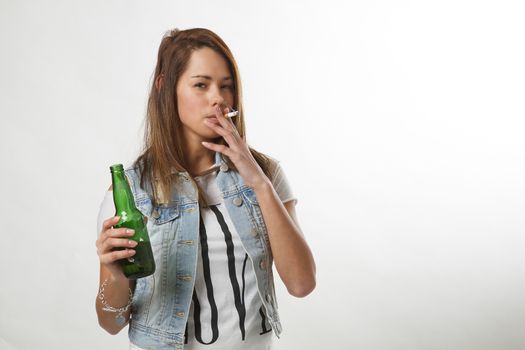 underage girl smoking and drinking